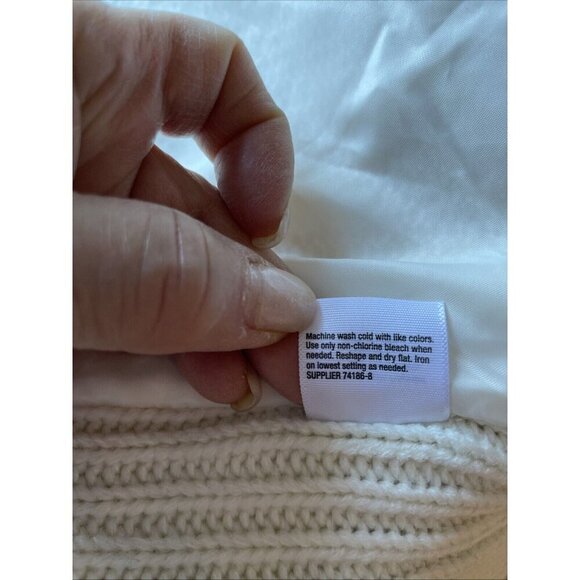 ANA Faux Shearling Ribbed Knit Sweater Vest Women's L Cream Open Front Cozy NWT - Picture 9 of 13